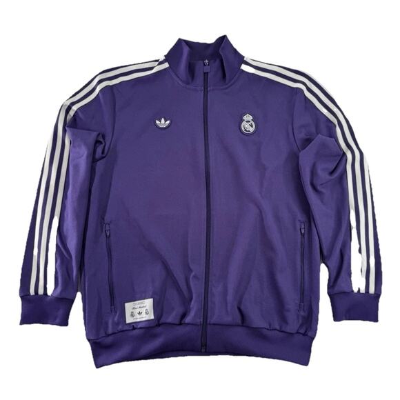 Adidas Real Madrid Terrace Icon Size Large Purple Track Jacket JF2582 NEW - Picture 1 of 10